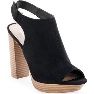 Open Toe Stacked Heel Booties Black